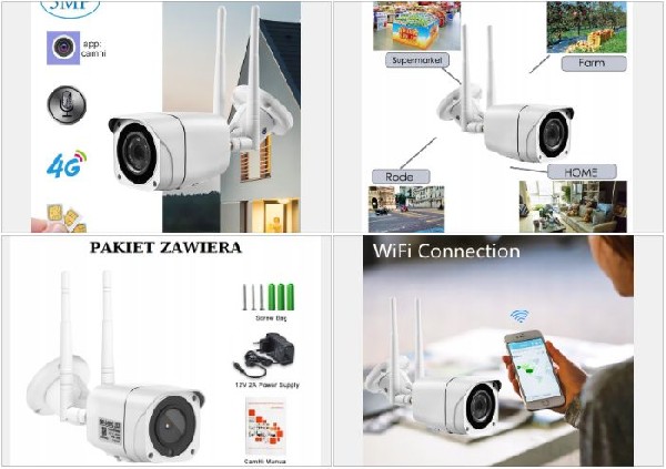 Kamera Gsm Lte Ip 3g 4g Zewnętrzna 5mpx Simcard
