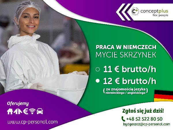 Pracownik (k/m) - Mycie Skrzynek Pod Ciśnieniem - Niemcy
