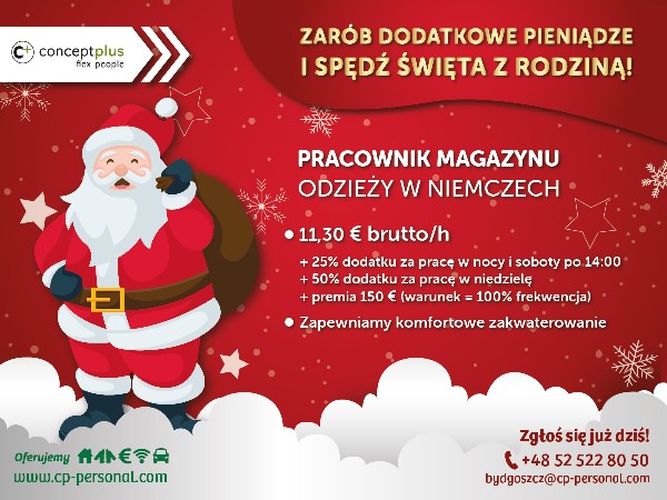 Pracownik Magazynu Odzieży (k/m) - Niemcy - Praca Do 23.12.2021 I święta W Domu! Premia 150 €!