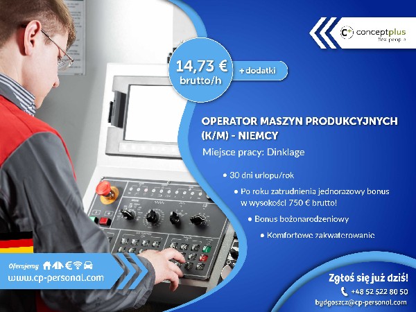 Operator Maszyn Produkcyjnych (k/m) - Niemcy